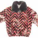 Wine Red Black Mink Tail Fur Jacket