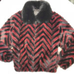 Wine Red Black Mink Tail Fur Jacket