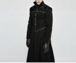 Black Punk Rave Gothic Metal Military Steampunk Coat