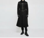 Black Punk Rave Gothic Metal Military Steampunk Coat
