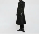 Black Punk Rave Gothic Metal Military Steampunk Coat