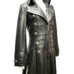 Black Steampunk Leather Victorian Gothic Coat