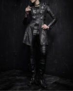 Black Steampunk Military Army Gothic Leather Coat