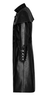 Black Steampunk Punk Rave Embroidered Leather Coat