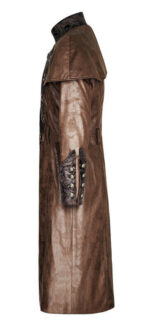 Brown Steampunk Punk Rave Embroidered Leather Coat