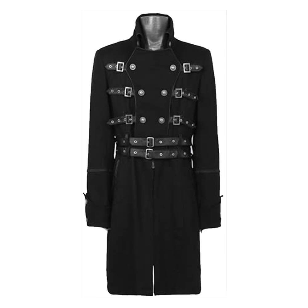 Double Breasted Belted Goth Fashion Trench Coat