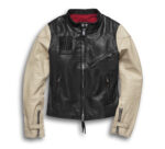Harley Davidson Black Cream Motorcycle Leather Jacket