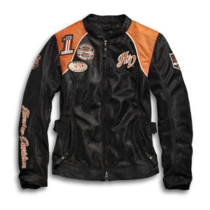 Harley Davidson Black and Orange Leather Jacket