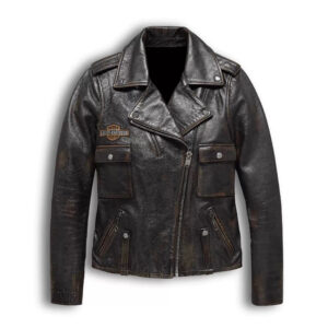 Harley Davidson Eagle Distressed Leather Biker Jacket