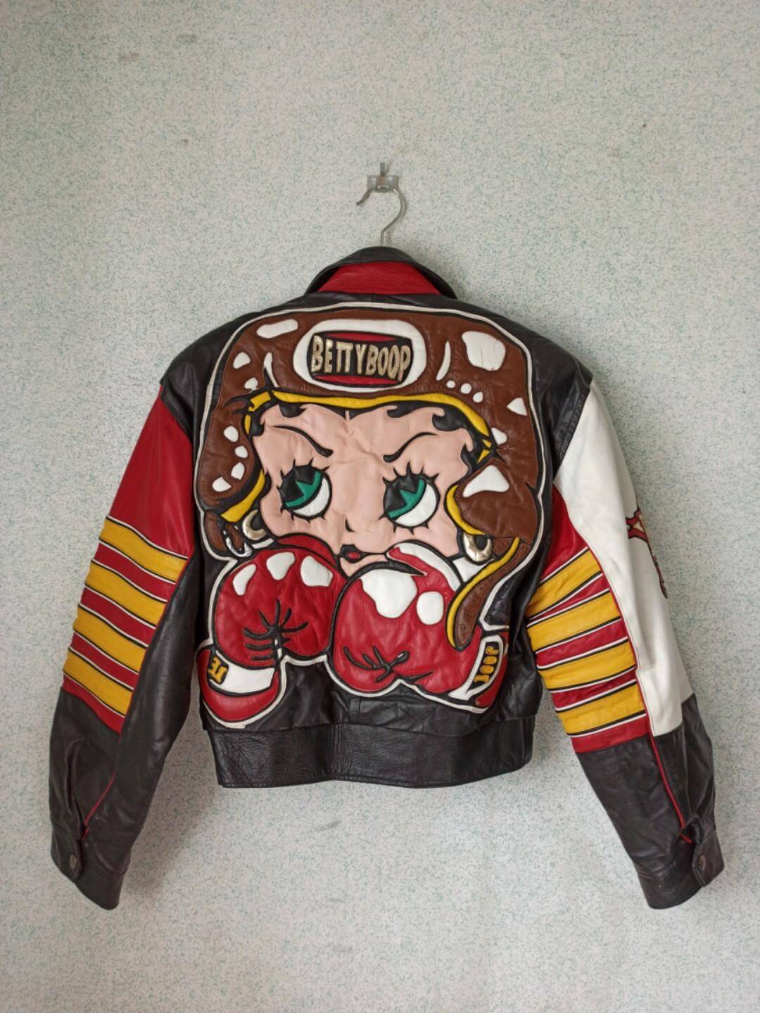Multi Color Betty Boop Vintage Leather Jacket - Maker of Jacket