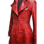 Red Steampunk Leather Victorian Gothic Coat