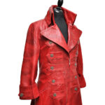 Red Steampunk Leather Victorian Gothic Coat