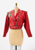 Vintage Betty Boop Red Biker Leather Jacket