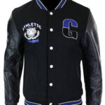Athletics Black Blue Varsity Baseball Letterman Jacket