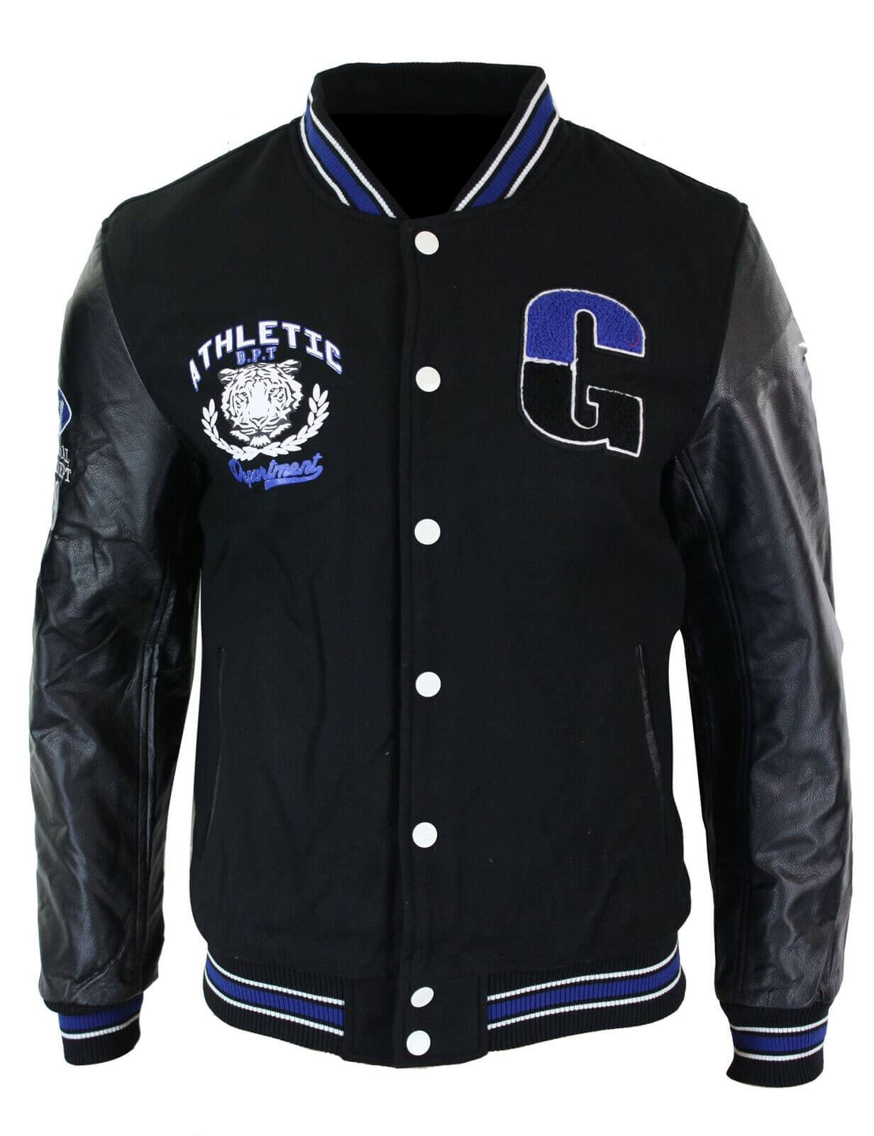 Maker of Jacket Men Jackets Athletics Black Blue Varsity Baseball Letterman