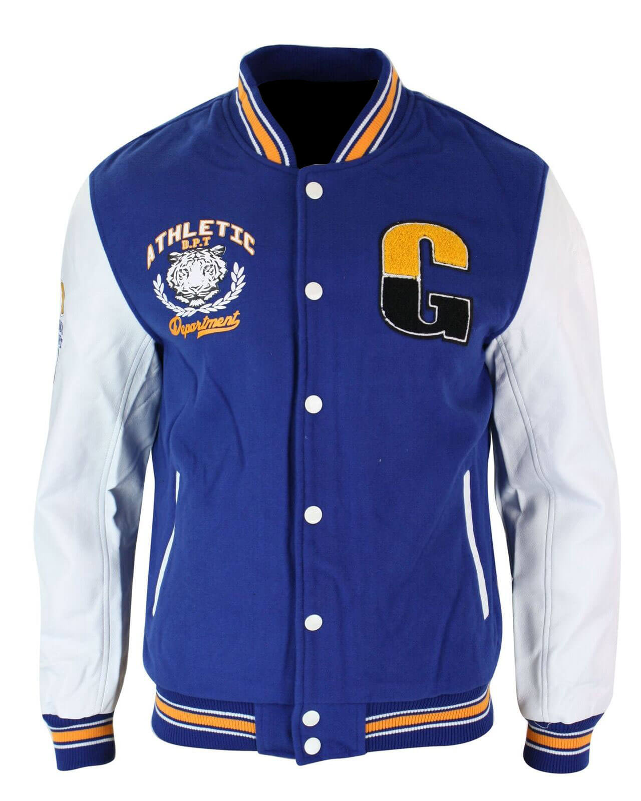 Athletics Blue White Varsity Baseball Letterman Jacket (2) Athletics Blue White Varsity Baseball Letterman Jacket