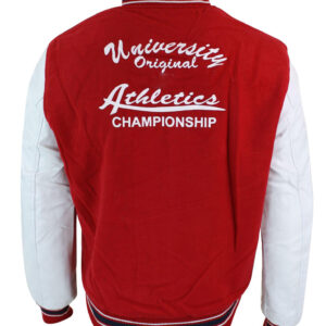 Athletics Red White Varsity Baseball Letterman Jacket
