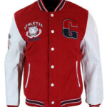 Athletics Red White Varsity Baseball Letterman Jacket