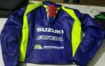 Blue Suzuki Ecstar Motorcycle Leather Racing Jacket