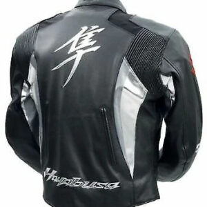 Grey Suzuki Hayabusa Motorcycle Leather Racing Jacket