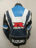 Suzuki Blue Motorcycle Racing Leather Jacket