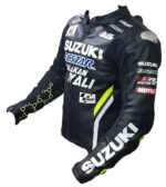 Suzuki Ecstar Black Motorcycle Racing Leather Jacket