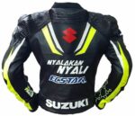 Suzuki Ecstar Black Motorcycle Racing Leather Jacket