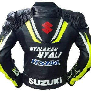 Suzuki Ecstar Black Motorcycle Racing Leather Jacket