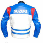 Suzuki GSXR Blue Motorcycle Racing Leather Jacket