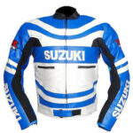 Suzuki GSXR Blue Motorcycle Racing Leather Jacket