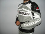 Suzuki GSXR Grey Motorcycle Leather Jacket