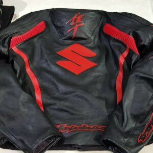 Suzuki Hayabusa Red Black Motorcycle Jacket