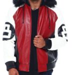 8 Ball Red White Robert Phillipe Jacket with Fur Hood