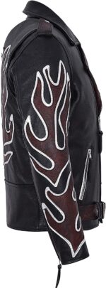 Black Classic Brando Flames Biker Leather Jacket