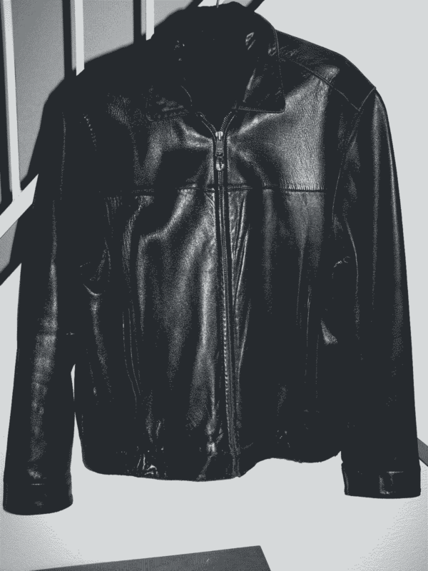 Black Harley Flaming Patch on Back Leather Jacket