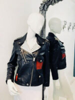 Black Mickey Mouse Studded Leather Jacket