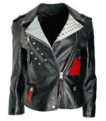 Black Mickey Mouse Studded Leather Jacket