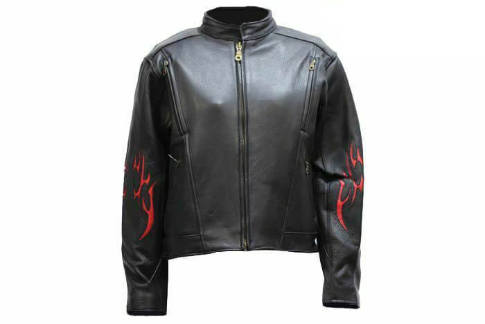 Black Racer Red Flame Leather Jacket (3) Black Racer Red Flame Leather Jacket