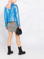 Blue Metallic Biker Leather Jacket