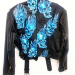 Flaming Skull Biker Leather Jacket