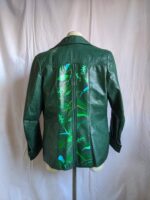 Green Hand Painted Foliage Floral Vintage Leather Jacket