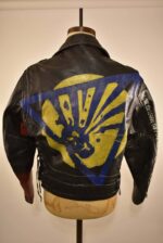 Hand Painted Vintage Punk Rock Black Leather Jacket