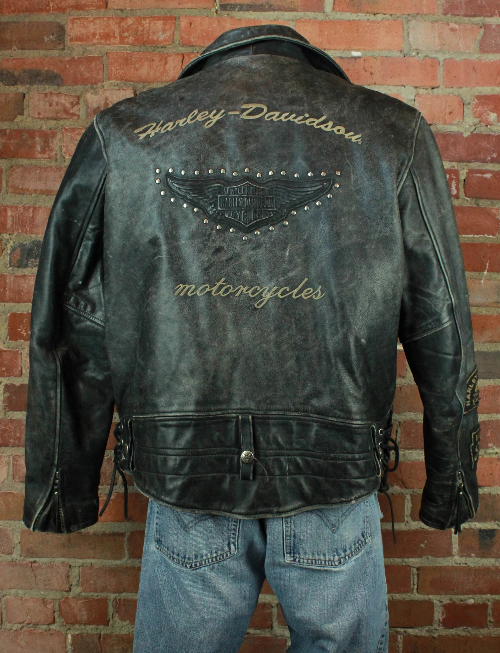 Harley Davidson Black Studded Biker Leather Jacket (1) Harley Davidson Black Studded Biker Leather Jacket