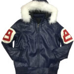 Navy 8 Ball Robert Phillipe Jacket with Fur Hood