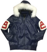 Navy 8 Ball Robert Phillipe Jacket with Fur Hood