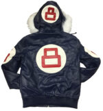 Navy 8 Ball Robert Phillipe Jacket with Fur Hood