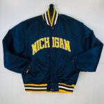 Navy Michigan Wolverines Vintage Satin Jacket