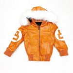 Orange 8 Ball Robert Phillipe Jacket with Fur Hood