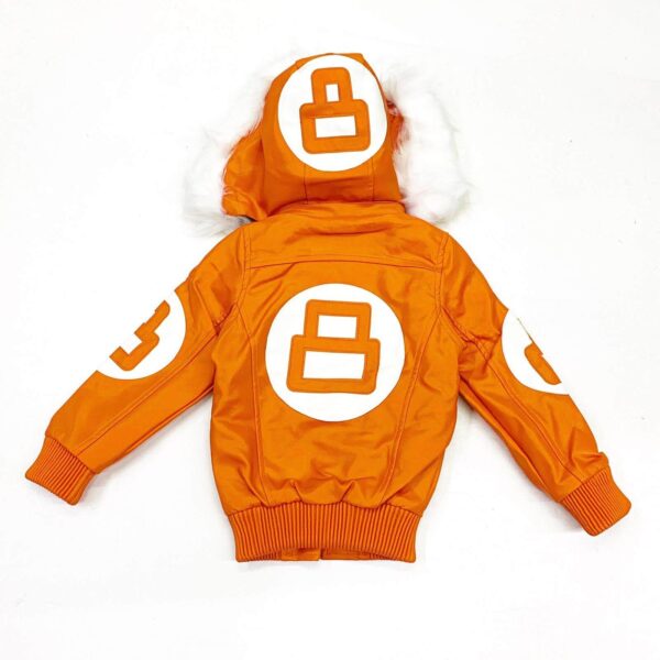 Orange 8 Ball Robert Phillipe Jacket with Fur Hood