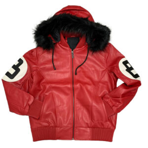 Red 8 Ball Robert Phillipe Jacket with Fur Hood